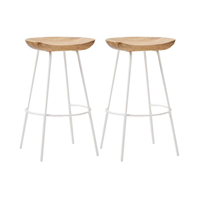 Industrial Wood Barstool Counter Stool Footrest Metal Furniture in Matte Finish