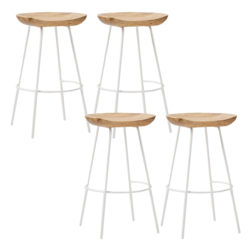 Industrial Wood Barstool Counter Stool Footrest Metal Furniture in Matte Finish