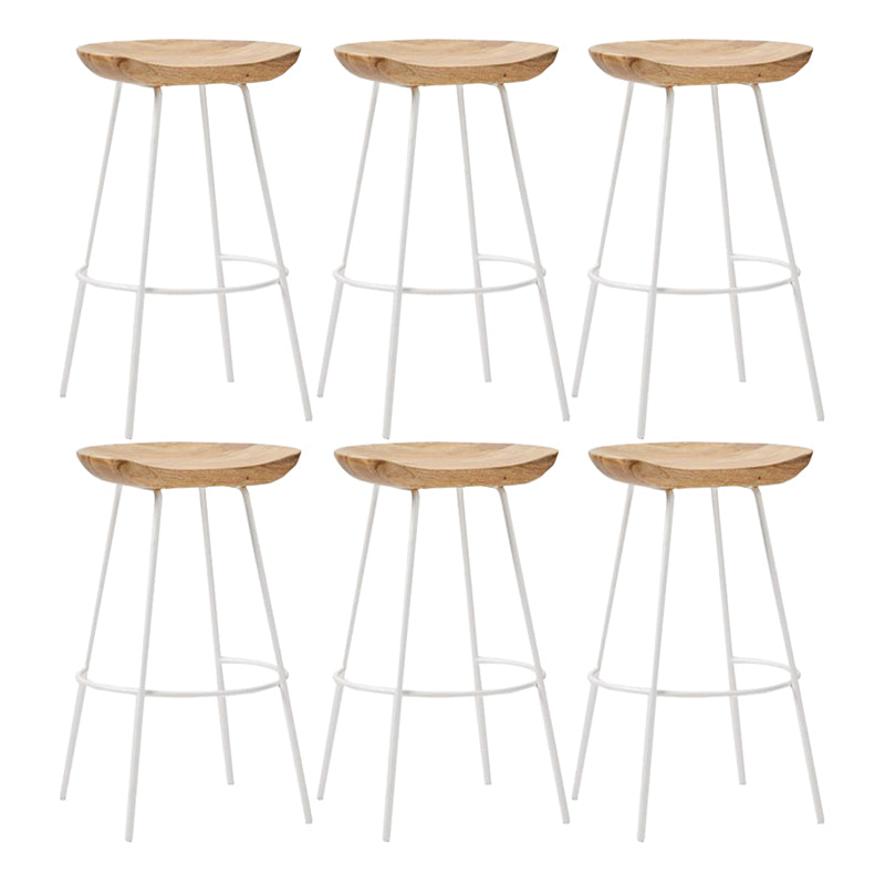 Industrial Wood Barstool Counter Stool Footrest Metal Furniture in Matte Finish
