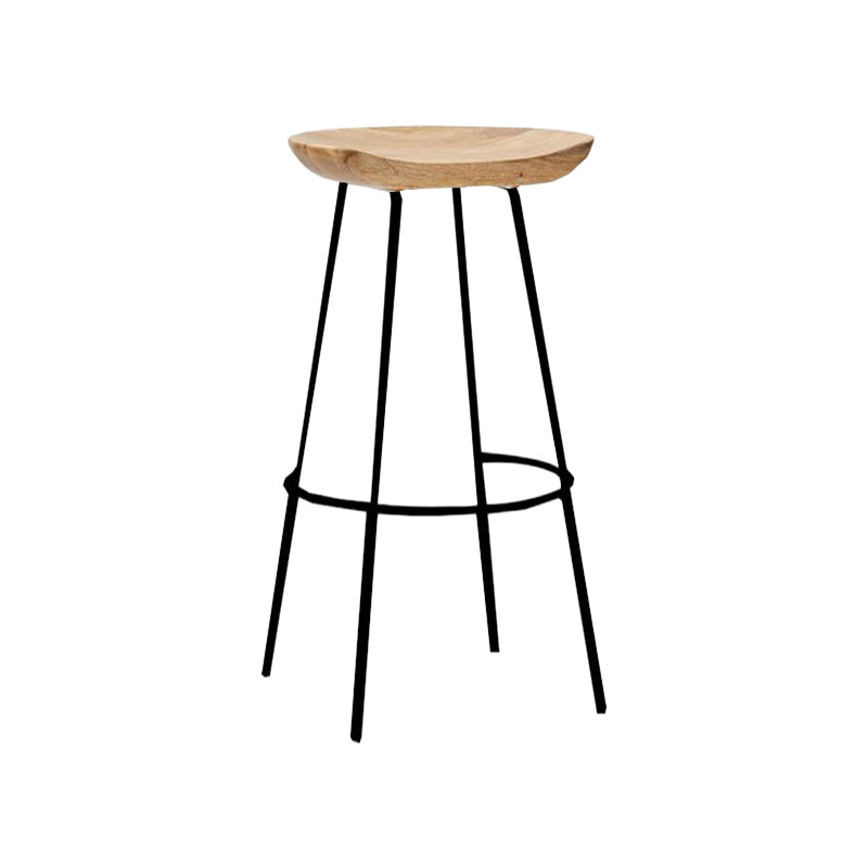 Industrial Wood Barstool Counter Stool Footrest Metal Furniture in Matte Finish