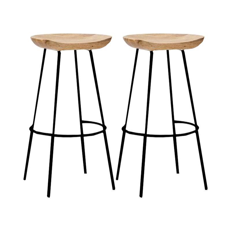 Industrial Wood Barstool Counter Stool Footrest Metal Furniture in Matte Finish