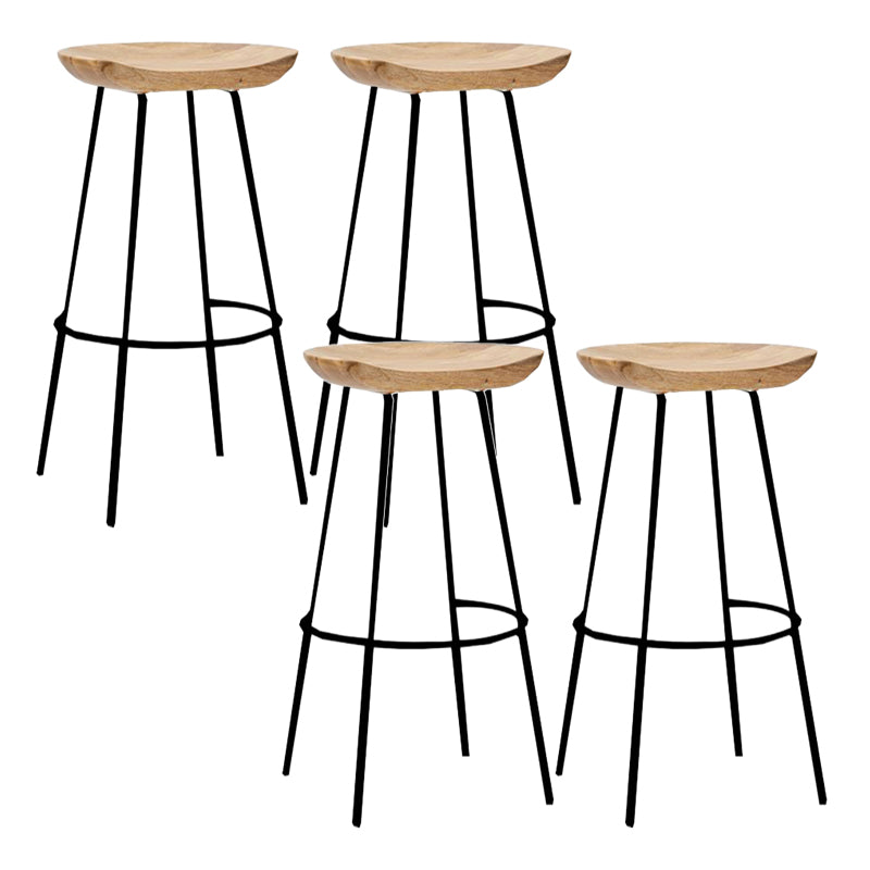 Industrial Wood Barstool Counter Stool Footrest Metal Furniture in Matte Finish