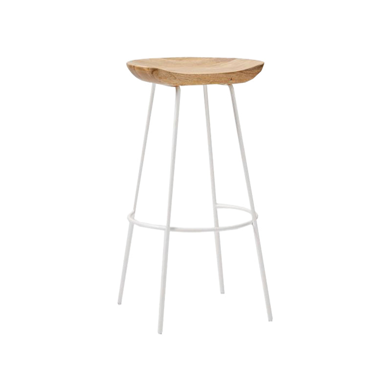 Industrial Wood Barstool Counter Stool Footrest Metal Furniture in Matte Finish