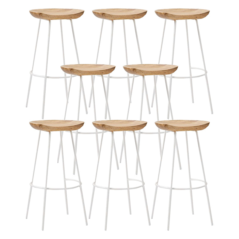 Industrial Wood Barstool Counter Stool Footrest Metal Furniture in Matte Finish