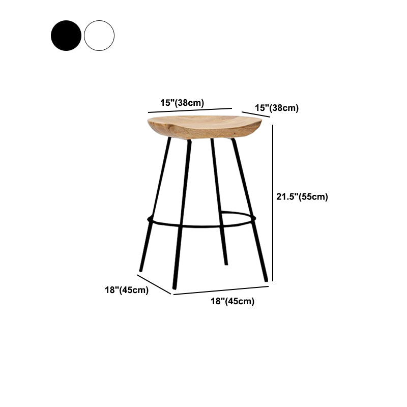 Industrial Wood Barstool Counter Stool Footrest Metal Furniture in Matte Finish