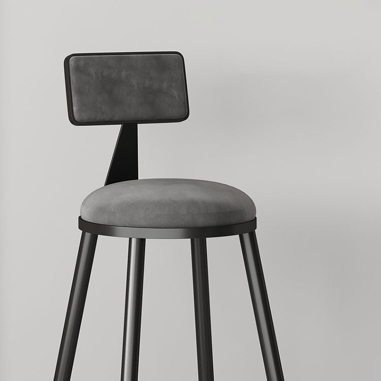 Glam Metal Barstool Velvet Footrest Low Back Stool in Matte Finish for Home