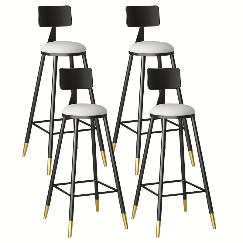 Glam Metal Barstool Velvet Footrest Low Back Stool in Matte Finish for Home