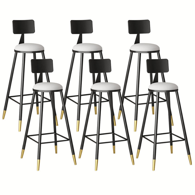 Glam Metal Barstool Velvet Footrest Low Back Stool in Matte Finish for Home