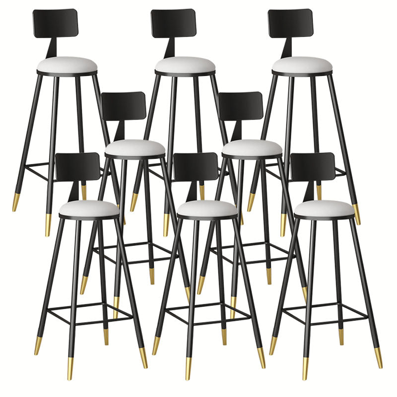 Glam Metal Barstool Velvet Footrest Low Back Stool in Matte Finish for Home