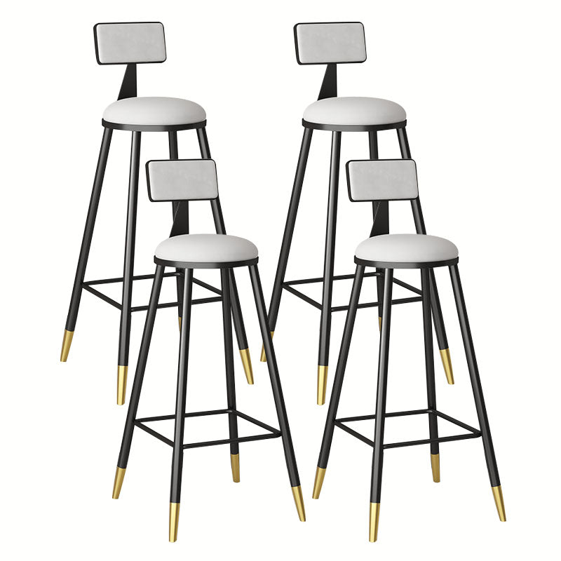 Glam Metal Barstool Velvet Footrest Low Back Stool in Matte Finish for Home