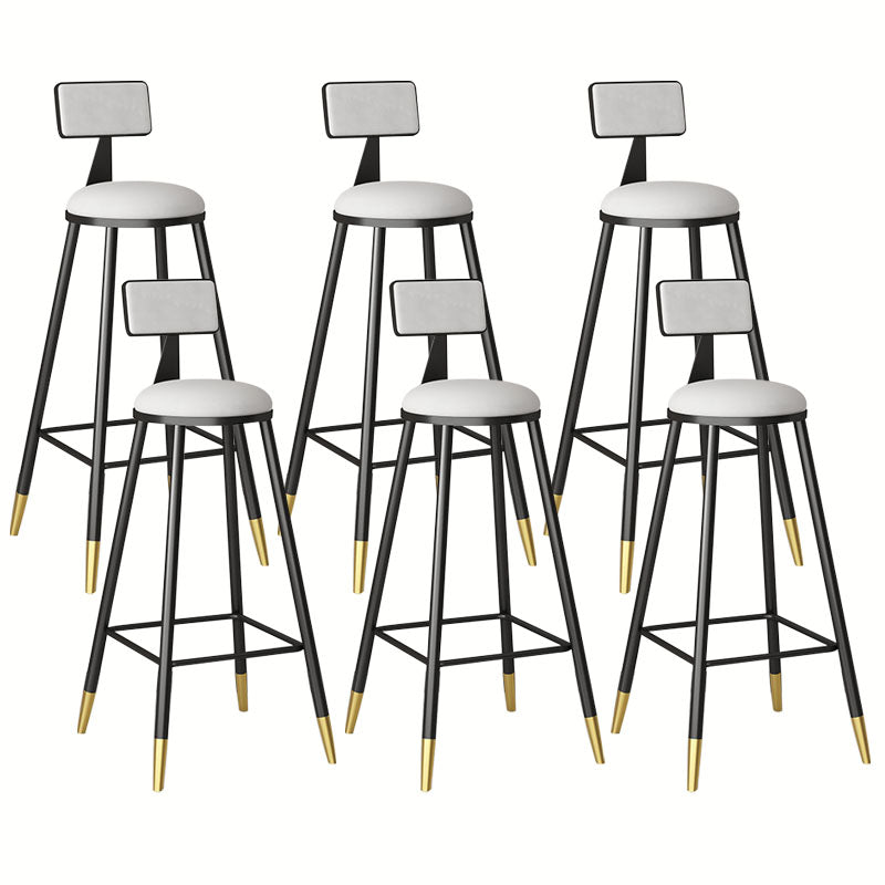 Glam Metal Barstool Velvet Footrest Low Back Stool in Matte Finish for Home