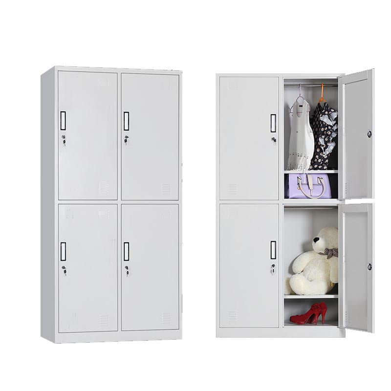 White Steel Wardrobe Cabinet Contemporary Hinged Wardrobe Armoire