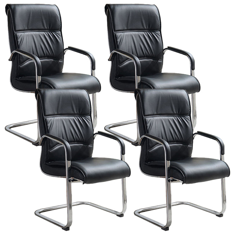 Modern Mid-back Office Chair No Wheels Upholstered Arm Chair