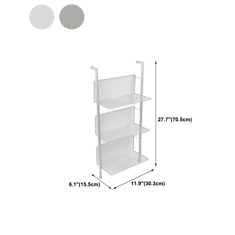 Closed Back Book Shelf Silver and White Bookcase with Shelves