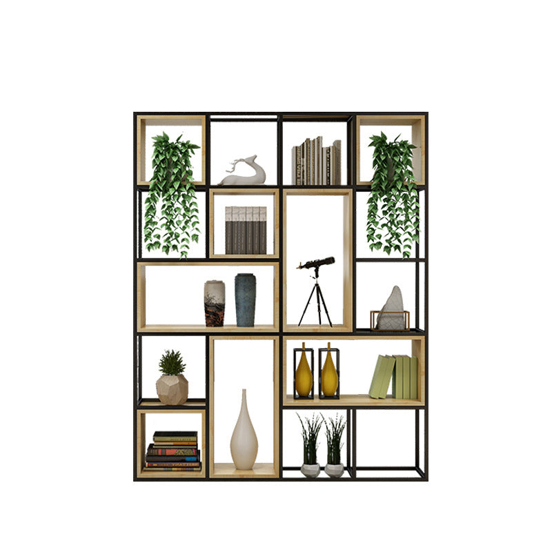 Metal and Wood Book Shelf Etagere Modern Open Shelf Bookcase for Bedroom