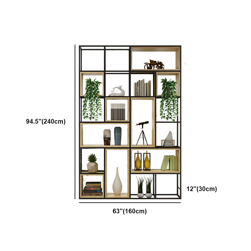 Metal and Wood Book Shelf Etagere Modern Open Shelf Bookcase for Bedroom
