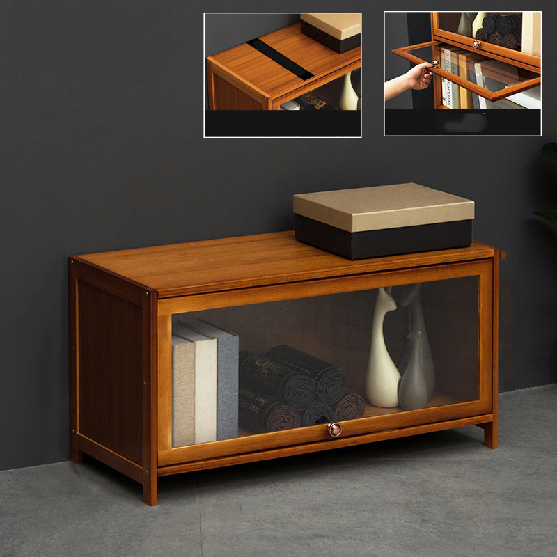Modern Brown Book Shelf Bamboo Bedroom Shelf Bookcase with Cabinets
