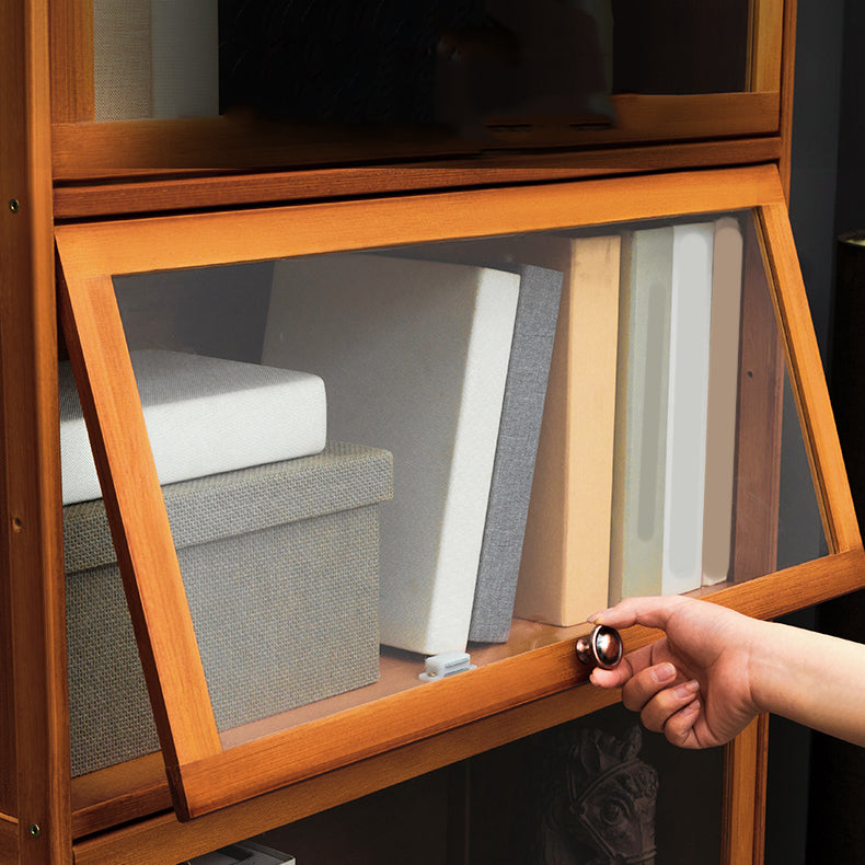 Modern Brown Book Shelf Bamboo Bedroom Shelf Bookcase with Cabinets