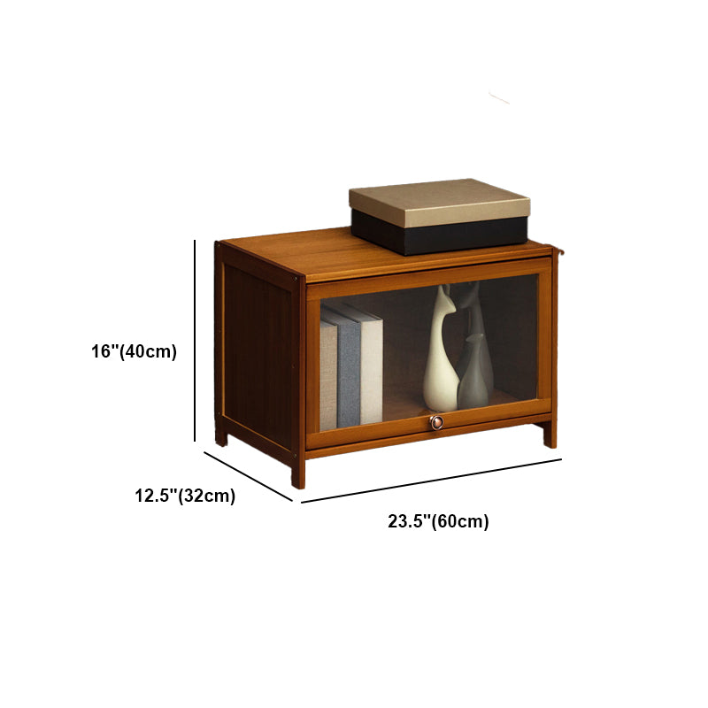 Modern Brown Book Shelf Bamboo Bedroom Shelf Bookcase with Cabinets