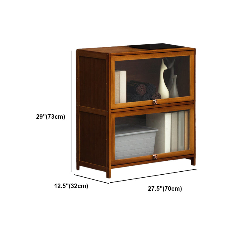 Modern Brown Book Shelf Bamboo Bedroom Shelf Bookcase with Cabinets