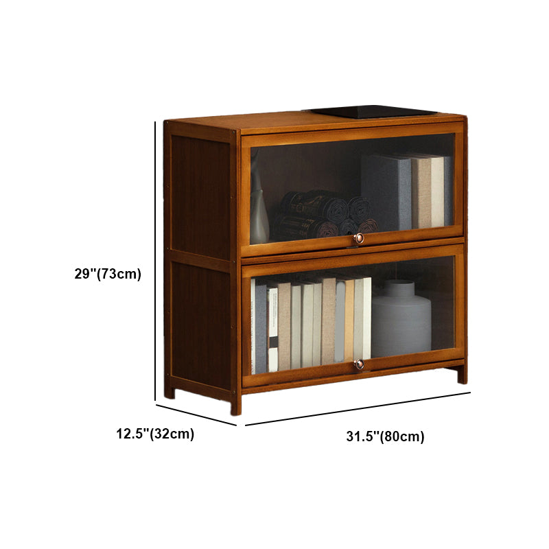 Modern Brown Book Shelf Bamboo Bedroom Shelf Bookcase with Cabinets
