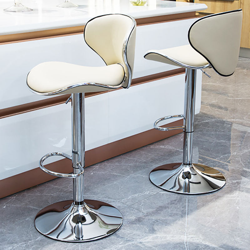 Contemporary Metal Barstool PU Leather Footrest Upholstered Counter Stool