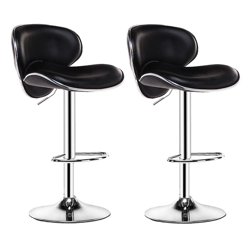 Contemporary Metal Barstool PU Leather Footrest Upholstered Counter Stool
