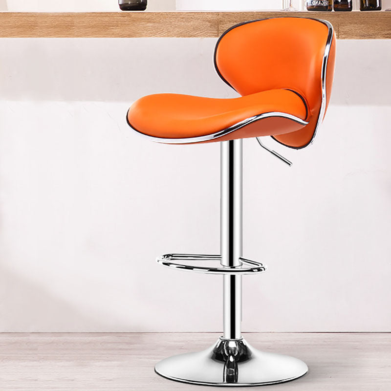 Contemporary Metal Barstool PU Leather Footrest Upholstered Counter Stool