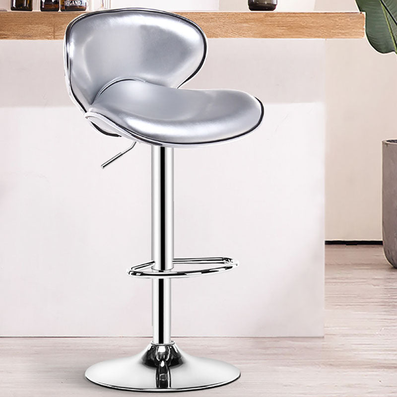 Contemporary Metal Barstool PU Leather Footrest Upholstered Counter Stool