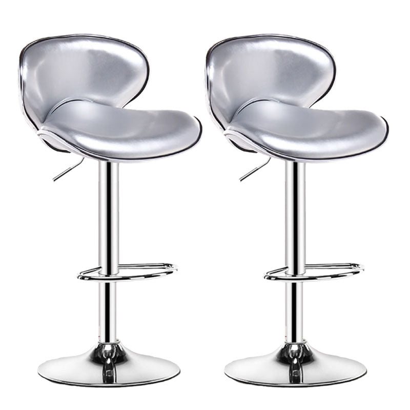 Contemporary Metal Barstool PU Leather Footrest Upholstered Counter Stool