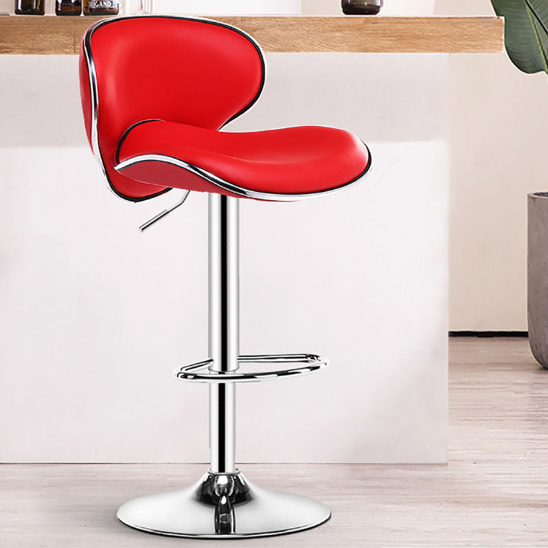 Contemporary Metal Barstool PU Leather Footrest Upholstered Counter Stool