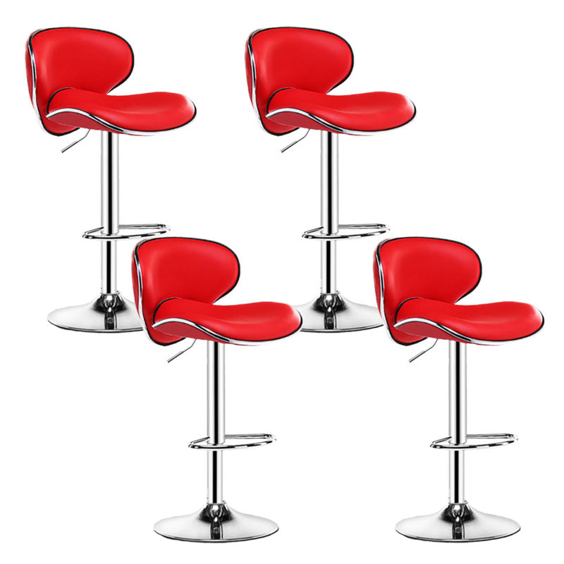 Contemporary Metal Barstool PU Leather Footrest Upholstered Counter Stool