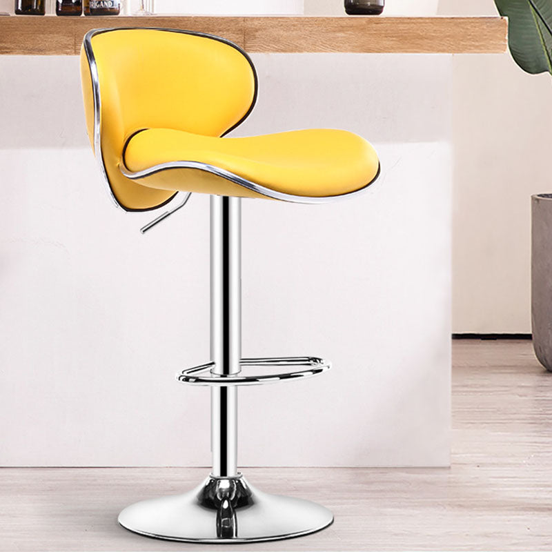 Contemporary Metal Barstool PU Leather Footrest Upholstered Counter Stool
