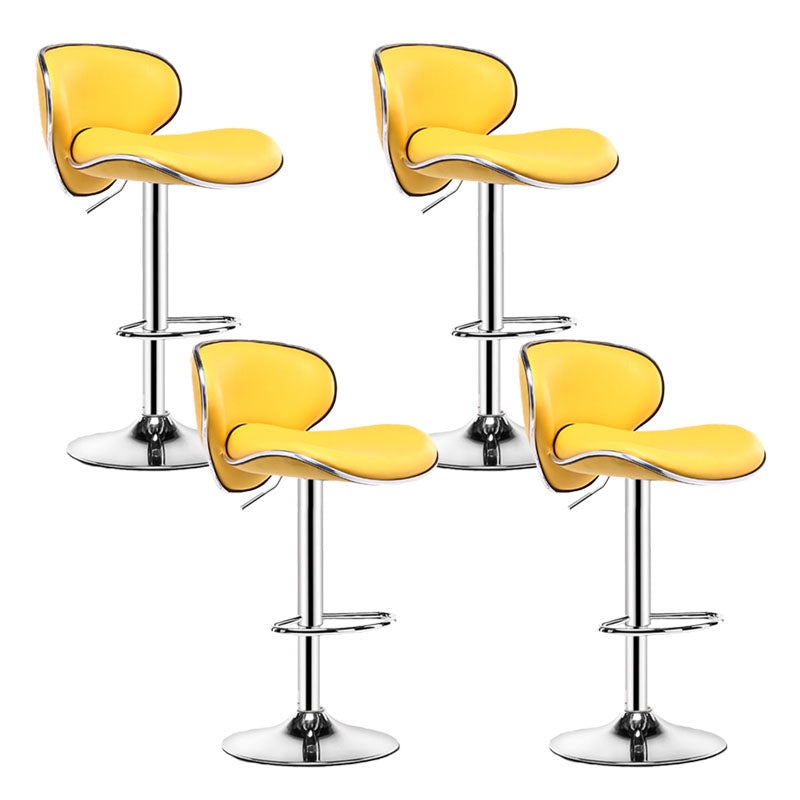 Contemporary Metal Barstool PU Leather Footrest Upholstered Counter Stool