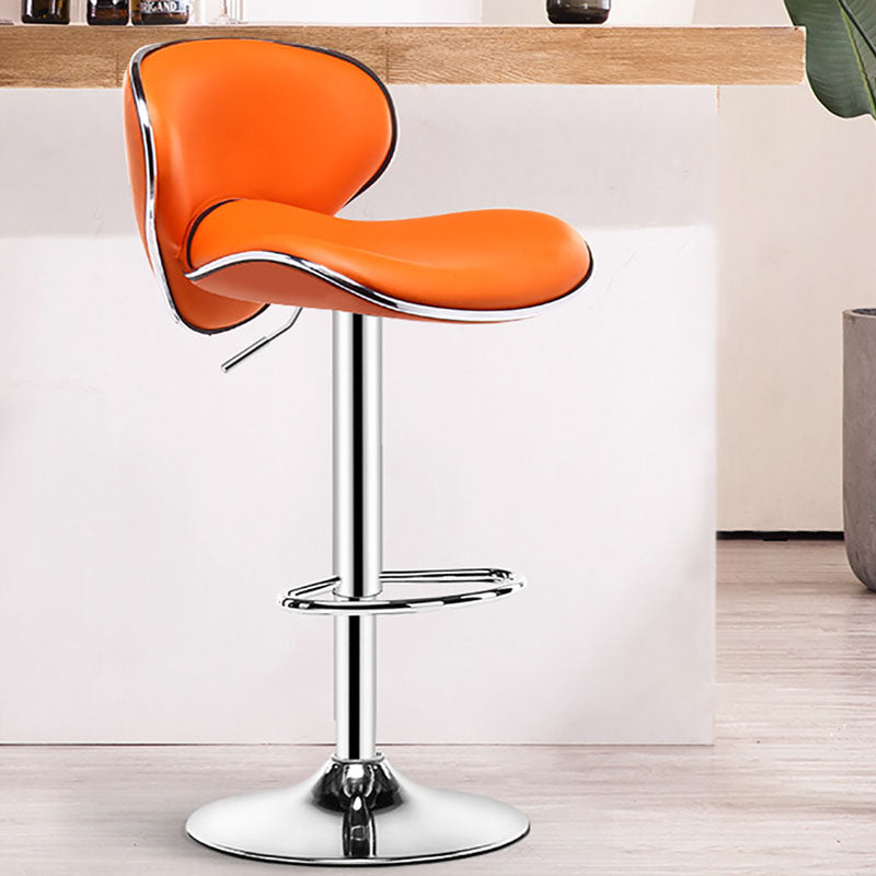 Contemporary Metal Barstool PU Leather Footrest Upholstered Counter Stool