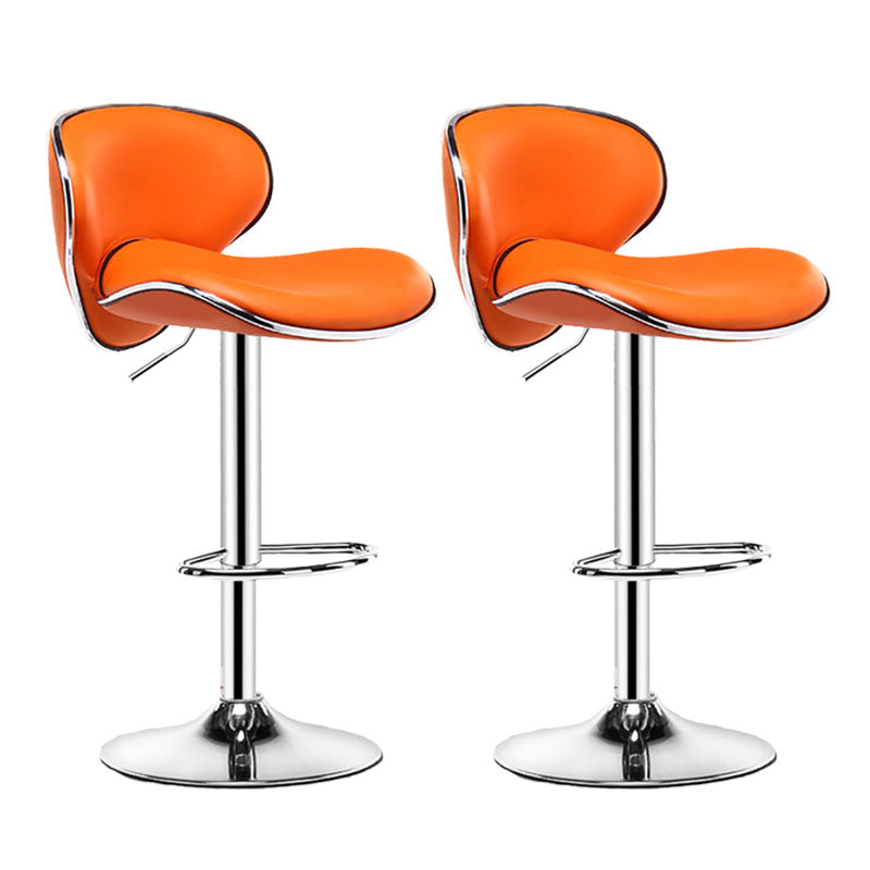 Contemporary Metal Barstool PU Leather Footrest Upholstered Counter Stool