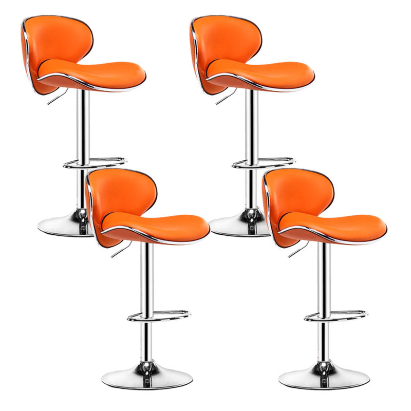 Contemporary Metal Barstool PU Leather Footrest Upholstered Counter Stool