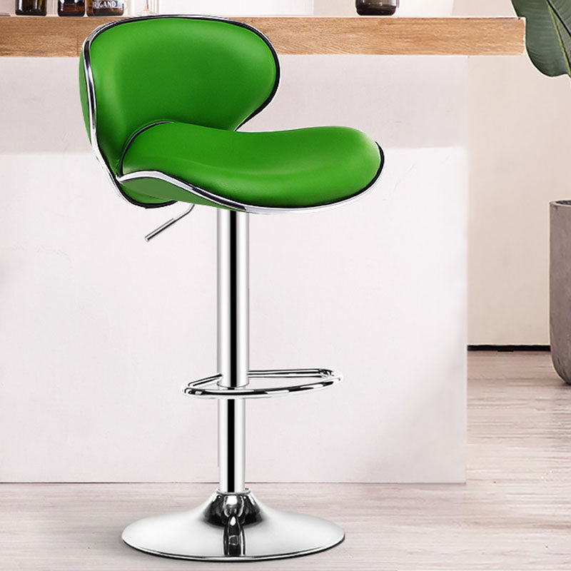 Contemporary Metal Barstool PU Leather Footrest Upholstered Counter Stool