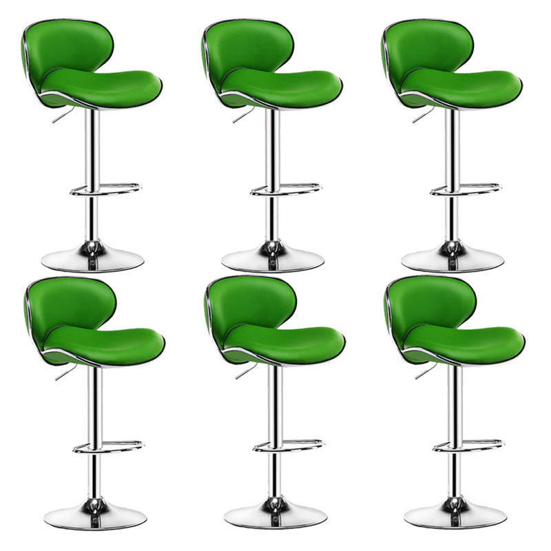 Contemporary Metal Barstool PU Leather Footrest Upholstered Counter Stool