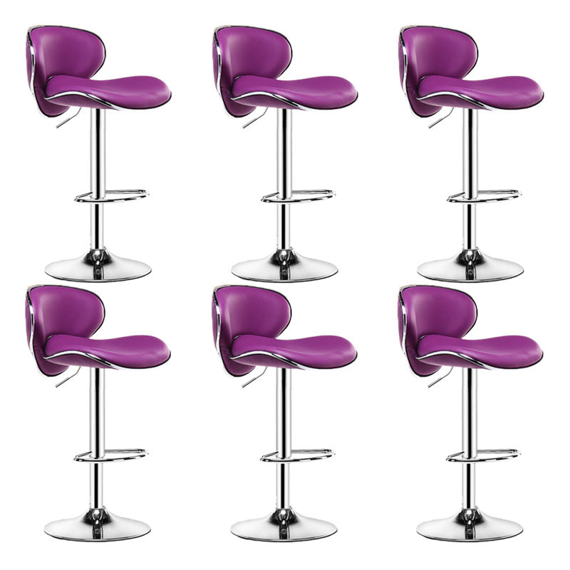 Contemporary Metal Barstool PU Leather Footrest Upholstered Counter Stool