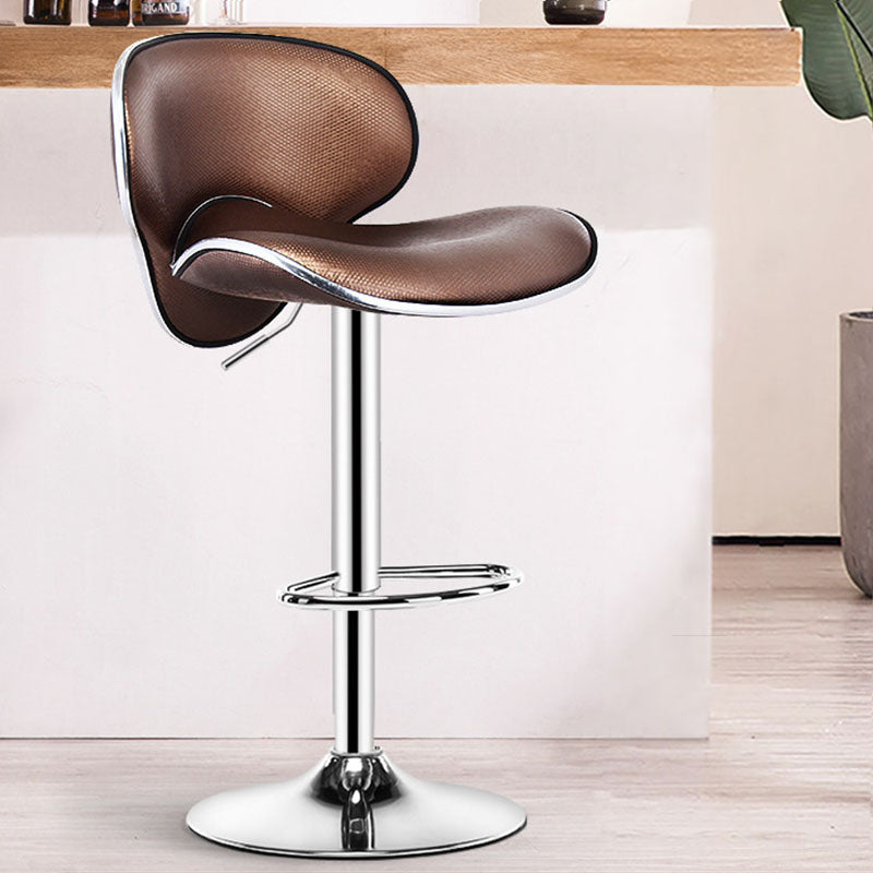 Contemporary Metal Barstool PU Leather Footrest Upholstered Counter Stool