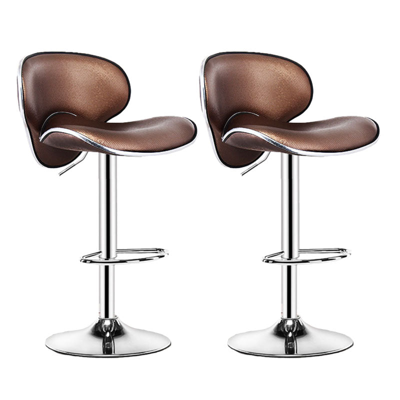 Contemporary Metal Barstool PU Leather Footrest Upholstered Counter Stool