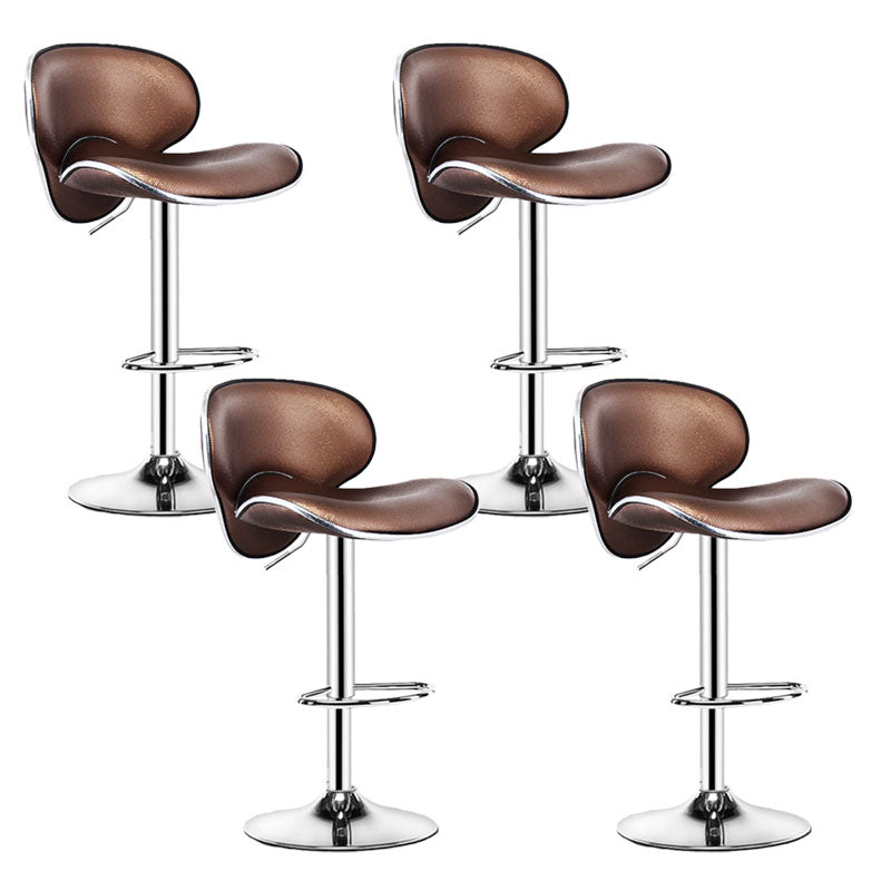 Contemporary Metal Barstool PU Leather Footrest Upholstered Counter Stool