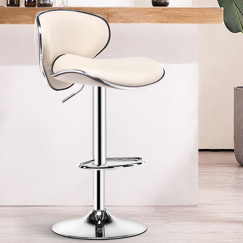 Contemporary Metal Barstool PU Leather Footrest Upholstered Counter Stool