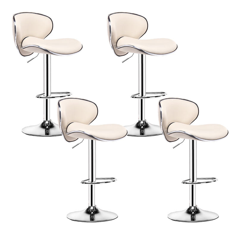 Contemporary Metal Barstool PU Leather Footrest Upholstered Counter Stool