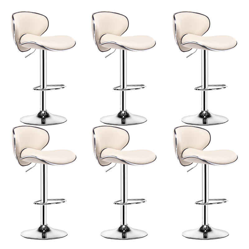 Contemporary Metal Barstool PU Leather Footrest Upholstered Counter Stool