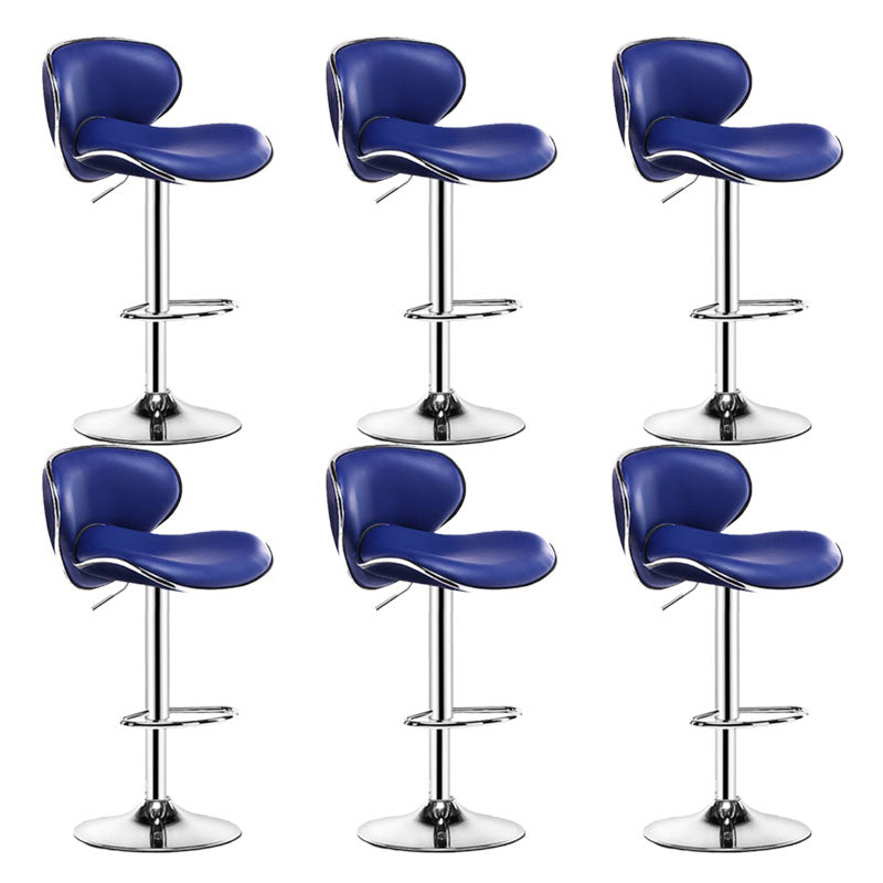 Contemporary Metal Barstool PU Leather Footrest Upholstered Counter Stool