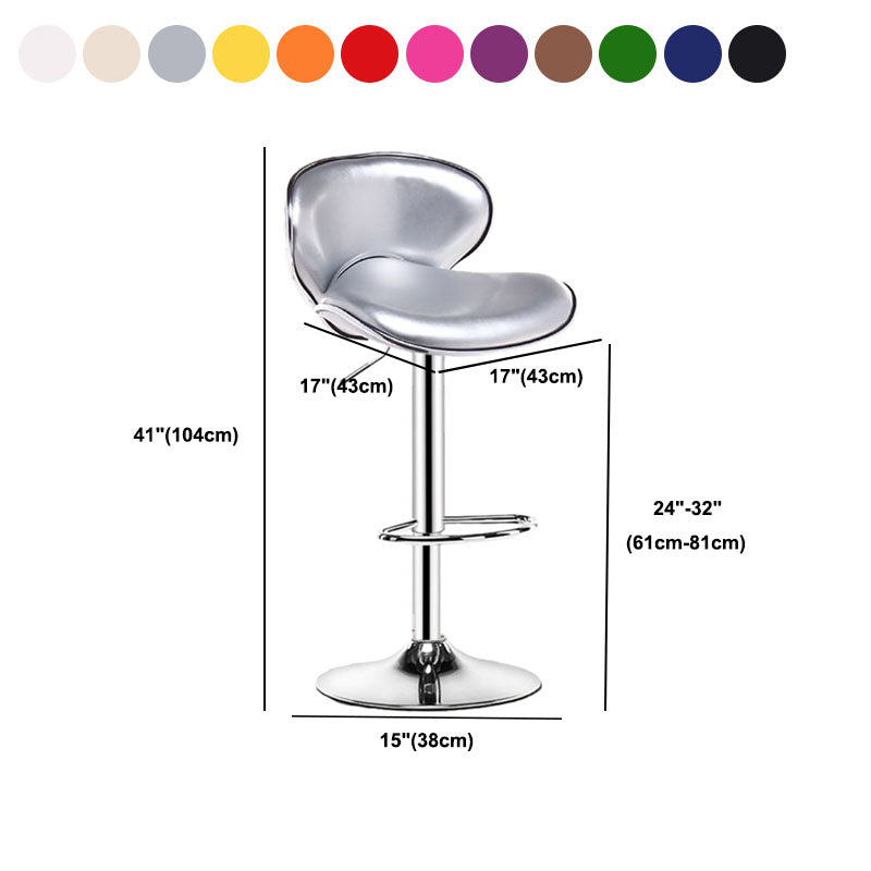 Contemporary Metal Barstool PU Leather Footrest Upholstered Counter Stool