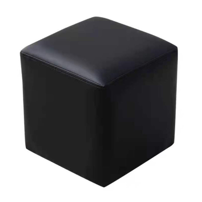 Pink Stain Resistant Pouf Solid Color Square Pouf for Living Room