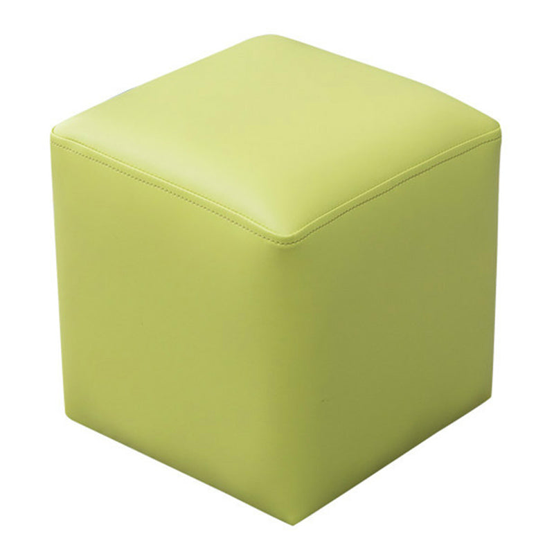Pink Stain Resistant Pouf Solid Color Square Pouf for Living Room